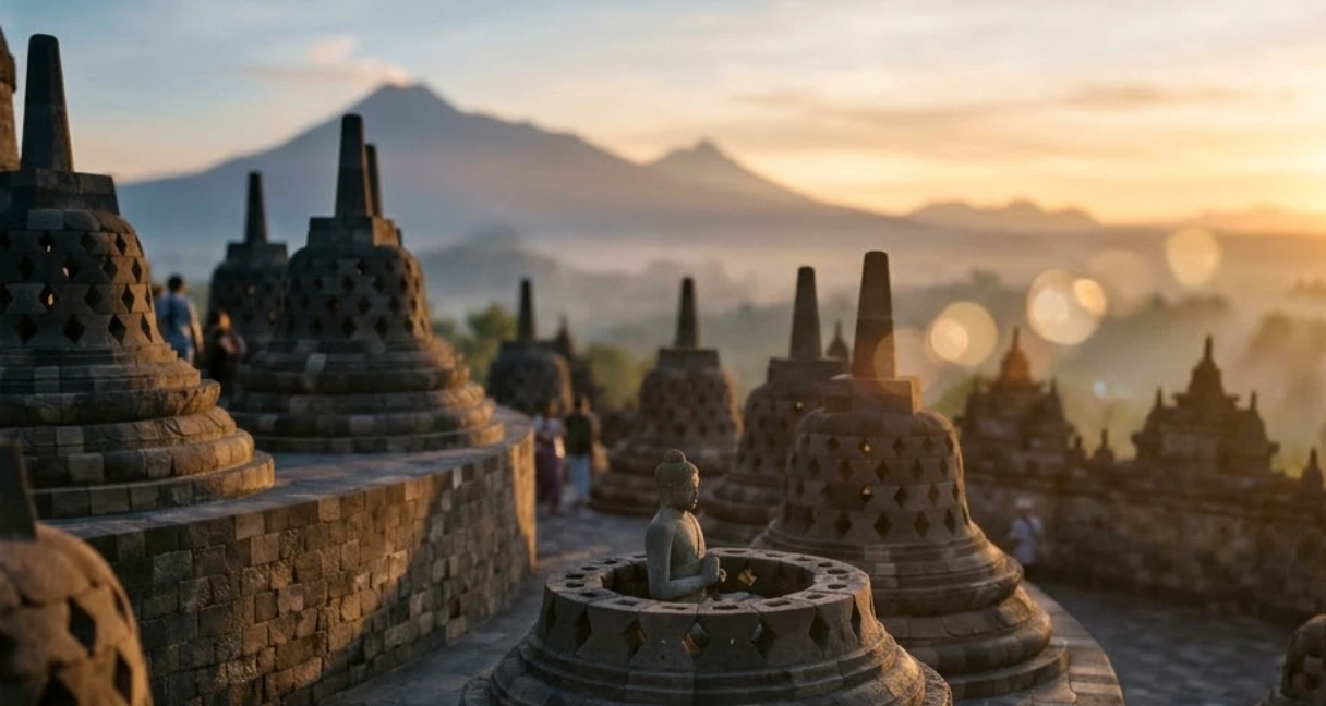 Sunrise Borobudur dari Candi Manohara, pemandangan pagi yang menakjubkan